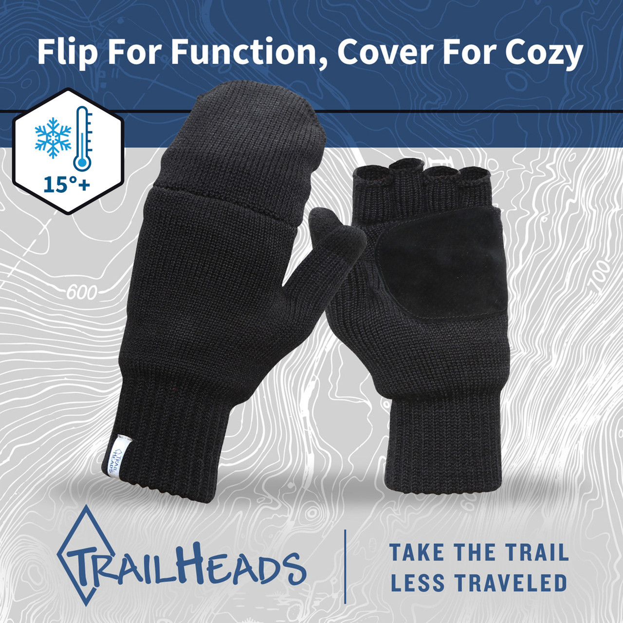 Women’s Fingerless Gloves Merino Knit Convertible Mittens TrailHeads