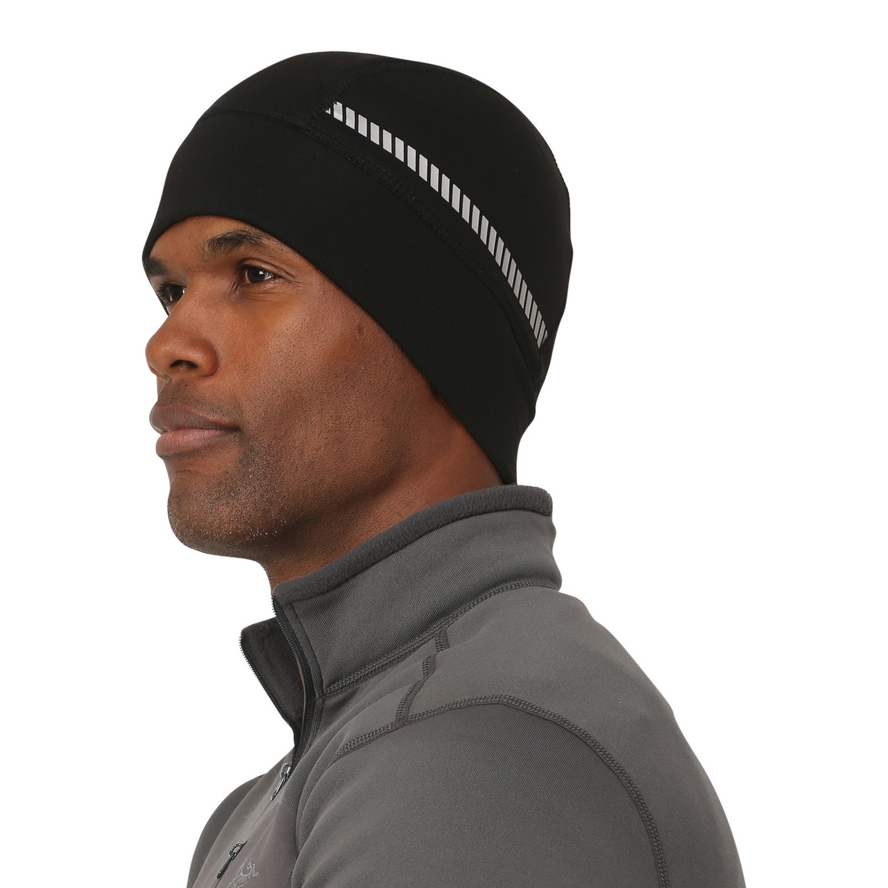 Men's Convertible Mittens and Running Beanie Reflective Gift Set black