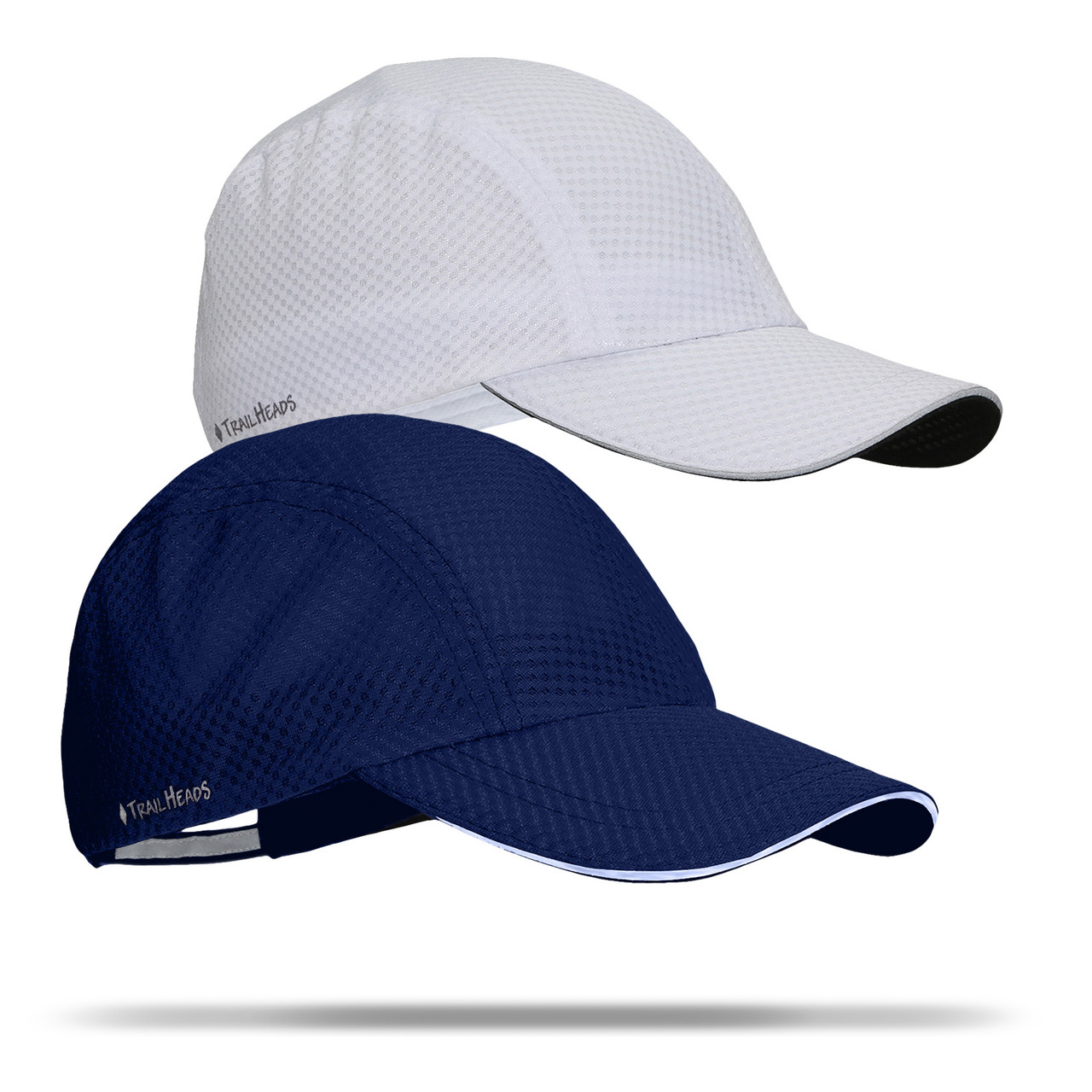 US | TrailHeads Race Day Mens Running Hat - 2-Pack White and Navy