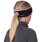 Ponytail Headband & Power Stretch Touch Screen Running Gloves Gift Set - Black/fast pink