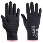 Ponytail Headband & Power Stretch Touch Screen Running Gloves Gift Set - Black/fast pink
