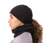 Women's Microfleece Ponytail Hat & Neck Warmer Gift Set