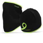 Fleece Ponytail Beanie and Neck Warmer Gift Set for Women - black/hi-vis Fleece Ponytail Beanie and Neck Warmer Gift Set for Women - black/hi-vis