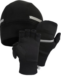 Men's Convertible Mittens and Running Beanie Reflective Gift Set Men's Convertible Mittens and Running Beanie Reflective Gift Set