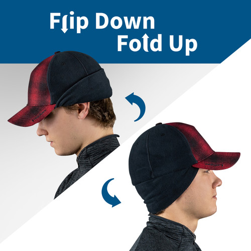 Men's Winter Hat - Trucker Hat with Drop Down Fleece