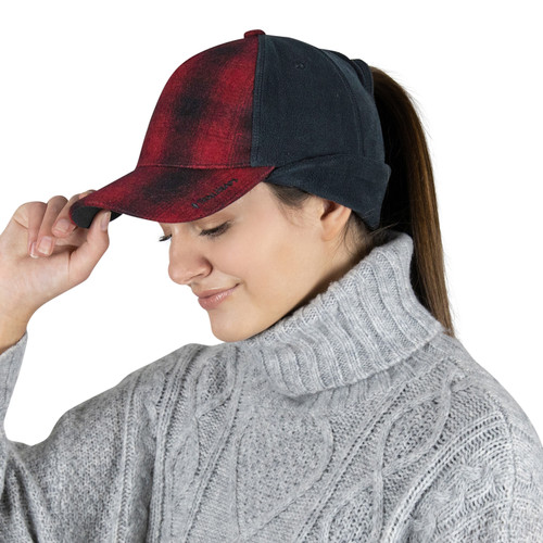 Women’s Ponytail Hat - Plaid Winter Trucker