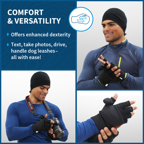 BASSDASH Unisex WinteFlex Insulated Convertible Mittens 