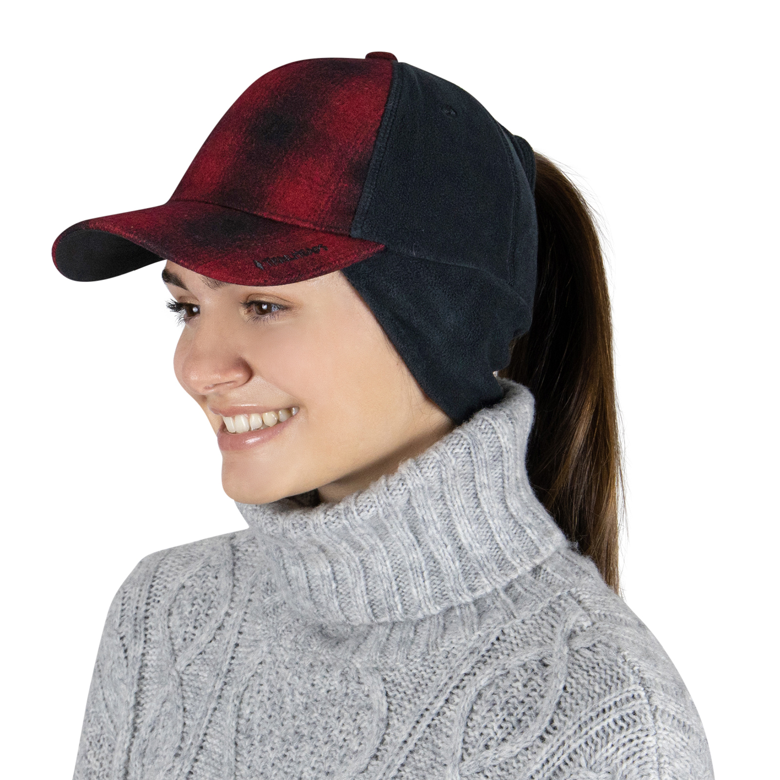 Women’s Ponytail Hat - Plaid Winter Trucker