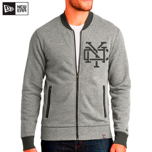 NYC Stencil New York Gray New Era French Terry Baseball Full-Zip