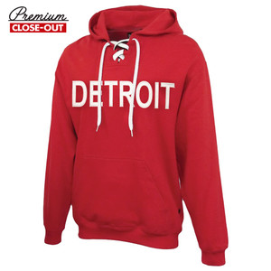 Detroit Red Retro Heavy Weight Hockey Lace Style Jersey Hoodie