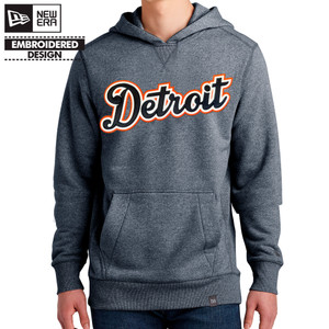 Detroit Baseball Script Sewn Navy New Era French Terry Hoodie