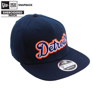 Detroit Baseball Script New Era Deep Navy Standard Fit Flat Bill Snapback Cap