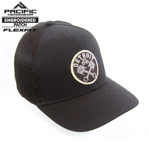 Detroit Crossed Pistons Black Flex-Fit Pacific Fusion Trucker Cap