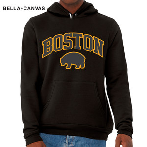 Boston Hockey Gold Block Arched Black Premium Sponge Fleece Hoodie