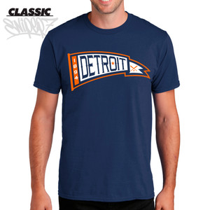 Detroit Vintage Baseball Pennant Navy Classic T-Shirt