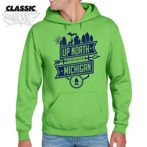 Up North The Great Lakes State Kiwi Green Classic Hoodie
