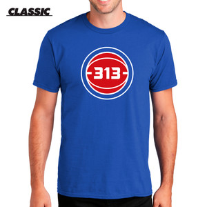 Detroit 313 Pistons Basketball Blue Classic T-Shirt