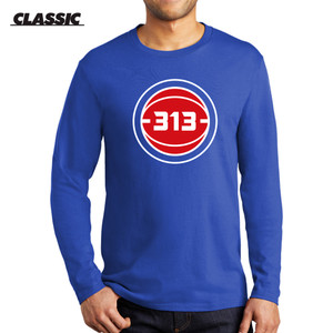 Detroit 313 Pistons Basketball Blue Classic Long Sleeve T-Shirt