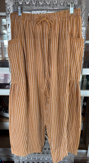 Drawstring Striped Pants w/Pockets (Orange & White)