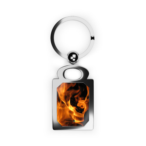 Flame Rectangle Photo Keyring