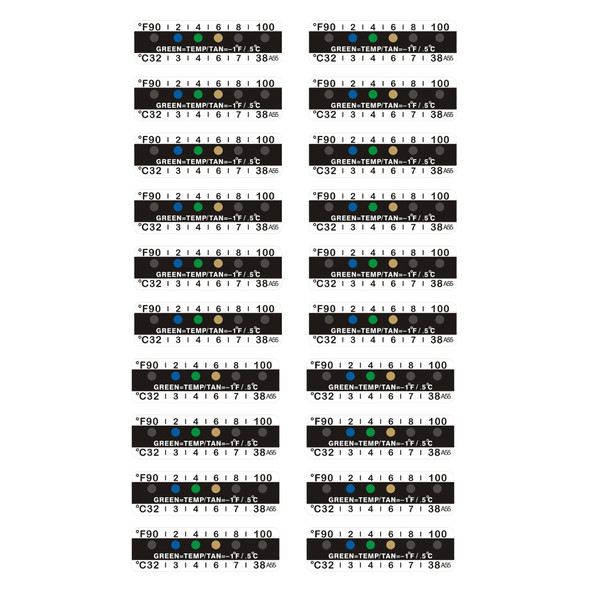 Temperature Strip with Adhesive, F°/C° Scales, 180 per Sheet