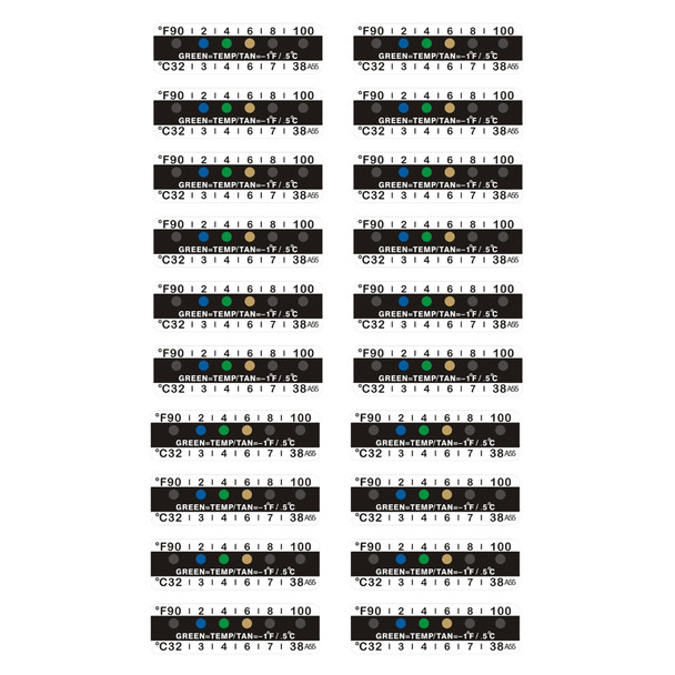 Temperature Strip with Adhesive, F°/C° Scales, 180 per Sheet