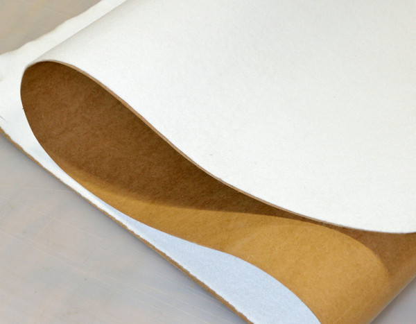 White Polyester, Adhesive-Backed, 1/16" (.062") Thick x 60" Wide, Medium Density - 10 Yard Minimum