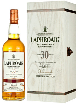 Laphroaig 30 Year Old 2016 Limited Edition single malt whisky bottle in wooden case