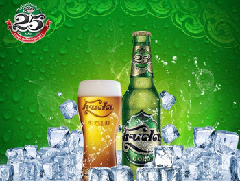 Single 330ml bottle of Huda Gold Vietnamese beer