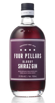 Bottle of Four Pillars Bloody Shiraz Gin 700ml, a Shiraz-infused gin from the Yarra Valley