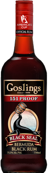 Bottle of Black Seal Gosling 151 Proof Rum, 750ml, made in Bermuda