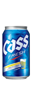 Six-pack of Cass Fresh Beer, a Korean American Adjunct lager in 355ml cans