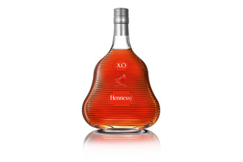 Hennessy XO Limited Edition Marc Newson decanter with corrugated grape and leaf relief design, 700ml