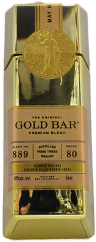 Gold Bar Premium Blended Whiskey Mini 50ml bottle with brass Lady of Fortune coin