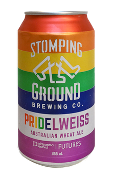 Stomping Ground Pridelweiss Wheat Ale single 355ml can, Australian hazy wheat beer