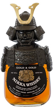 Nikka Gold & Gold Samurai 750ml bottle with removable metallic samurai armor and helmet design