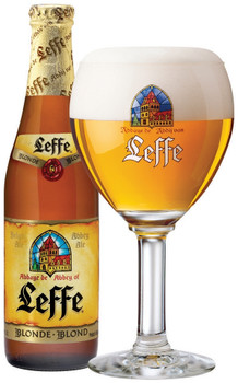 Case of 24 Leffe Blonde Belgian abbey beer bottles, 330ml each
