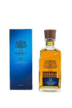 Bottle of Nikka 12 Year Old 700ml Japanese whisky with kimono-inspired design