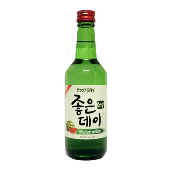 Bottle of Good Day Watermelon Soju 360ml, a fruity flavored soju