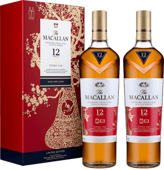 Macallan 12 Year Old Double Cask Year of the Pig Limited Edition Twin Pack gift box with two bottles