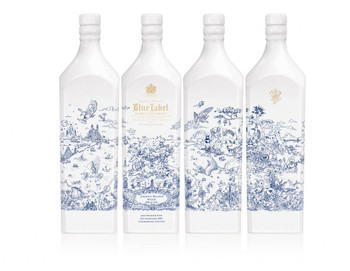 Johnnie Walker Blue Globe Willows Collection 1000ml limited-edition porcelain bottle with landmark artwork