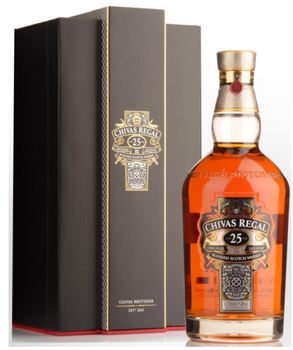Chivas Regal 25 Year Old Blended Scotch Whisky 700ml bottle in crystal decanter