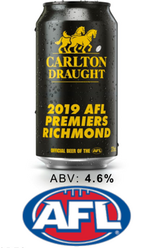 Case of Carlton Draught Limited Edition 2019 AFL Premiers Richmond Tiger Cans
