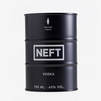 NEFT Vodka Black 100ml bottle in unique oil barrel packaging