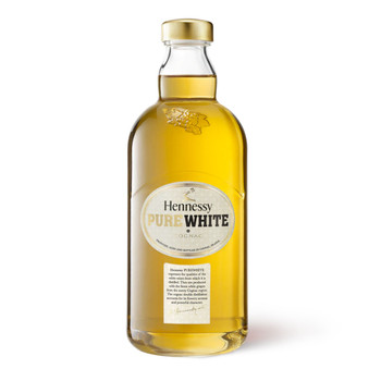 Bottle of Hennessy Pure White 700ml cognac with straw-gold color