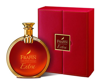 Bottle of Frapin EXTRA Grande Champagne cognac, 700ml, in its gift presentation pack