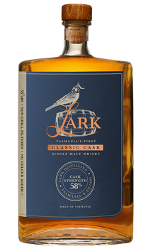 Bottle of Lark Classic Cask Tasmanian whisky, 100ml, 43% ABV