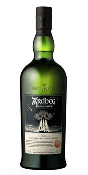 Bottle of Ardbeg Supernova 2019 release, heavily peated Islay whisky