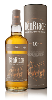Bottle of BenRiach 10 Year Old Speyside single malt Scotch whisky, 700ml