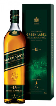 Johnnie Walker Green Label 15 Year Old 1 Litre bottle, original discontinued vintage blend